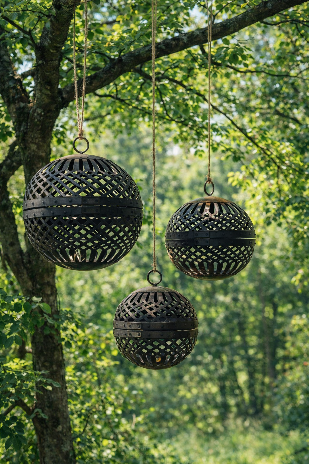 Metalen set van 3 roestballen