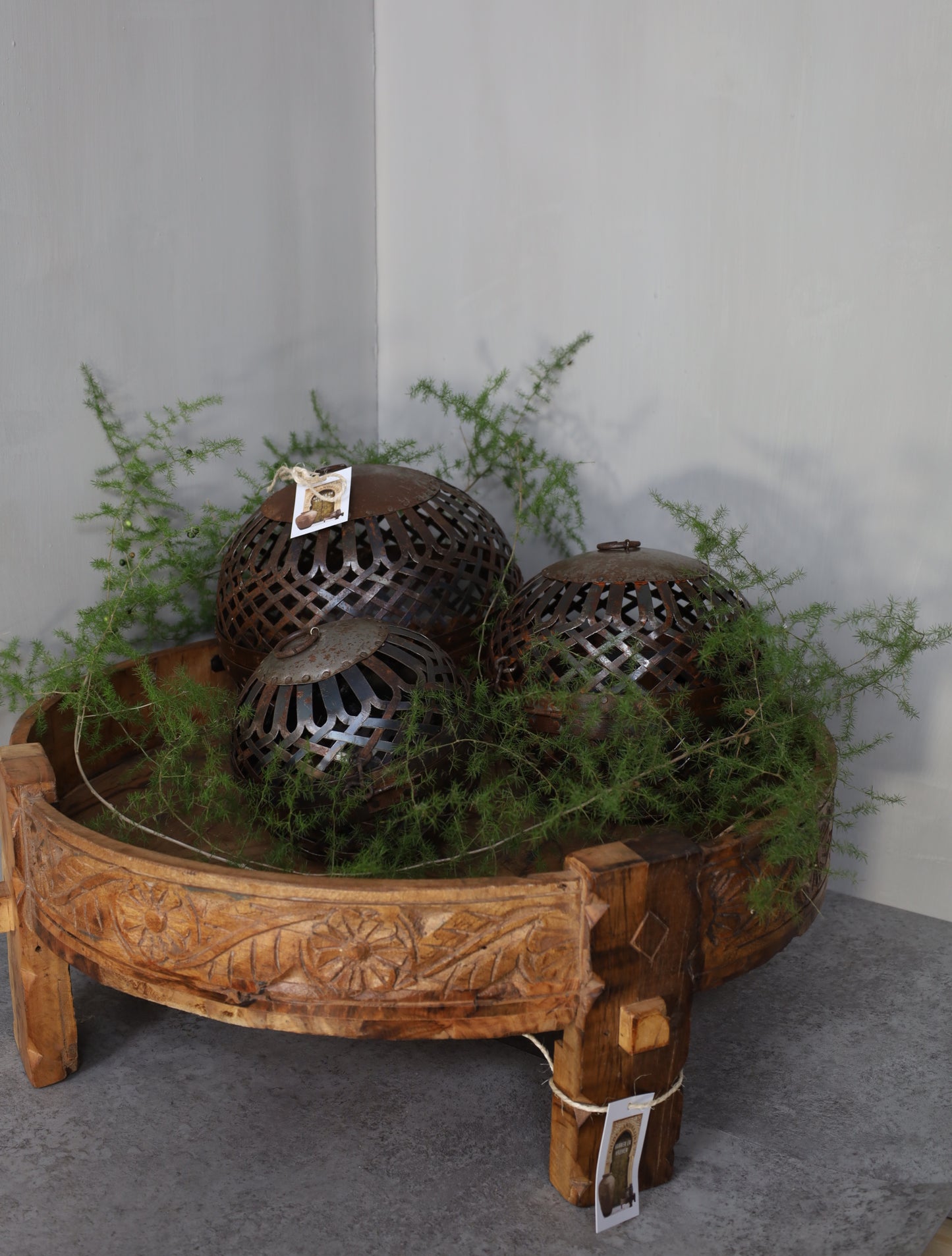 Metalen set van 3 roestballen